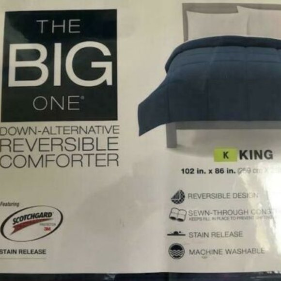 NIP BLUE DOWN ALTERNATIVE KING COMFORTER - Picture 6 of 9